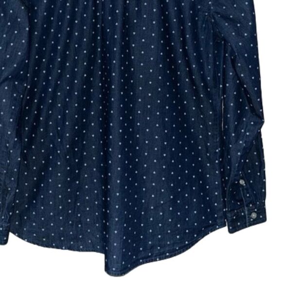LOFT The Softened Shirt Chambray White Hearts Print Valentine's Day NWOT Small - Picture 8 of 11